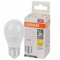 Светодиодная лампа OSRAM LED Base P, 560лм, 6,5 /замена 60Вт, 3000К, теплый свет, E27, Шар