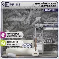 Обои бумажные 200х270 Фотообои Граффити Фотопанно Street art grey OnPrint