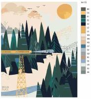 Картина по номерам W-172 "Поезд в зимнем лесу" 40х50