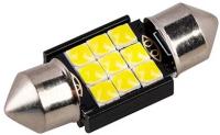 Автолампа диод T11(C5W) 12V 9SMD диодов 1-конт 31мм Белая SKYWAY Салон, номер