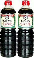 Соевый соус Kikkoman натурального брожения 1 литр (2 штуки в наборе), Япония