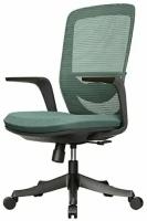 Кресло компьютерное - фиджи, сетка/ткань, зеленое, черный пластик