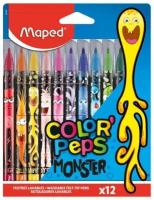 Фломастеры MAPED "COLOR PEP'S Monster" 12 цветов смываемые вентилируемый колпачок, 3 шт