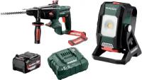 Нfбор Metabo: Перфоратор KHA 18 LTX + фонарь BSA 12-18 + Аккумулятор 18v 4.0 ah + ЗУ ASC 55