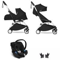 YOYO2 BABYZEN Коляска 3 в 1 с люлькой Newborn Pack, Black,Белая рама