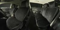 Накидки для Bentley Mulsanne IV (2009-2023) / Бентли Мульсан на весь салон Maximal Ромб, Алькантара, Черный с бежевой строчкой