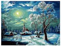 Картина по номерам Зимний ночной пейзаж