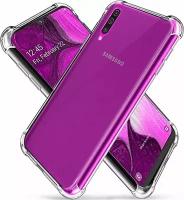 Защитный силиконовый чехол для Samsung Galaxy A50, A30S, A50S / Чехол-бампер на Самсунг Галакси А50, А30С и А50С с усиленными углами / Прозрачный