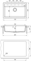 Врезная кухонная мойка 77х51см, FLORENTINA Липси 770, грей