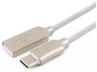 Кабель USB 2.0 Cablexpert CC-P-USBC02W-1.8M, AM/Type-C, серия Platinum, длина 1.8м, белый, нейлоновая оплетка, блистер