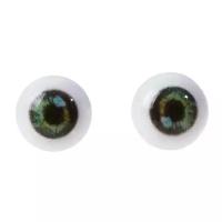 Глаза винтовые с заглушками, набор 10 шт, размер 1 шт: 1 см, цвет зеленый