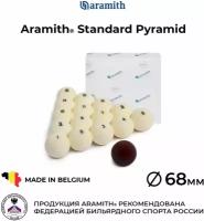 Бильярдные шары Арамит Стандард 68 мм для русской пирамиды / Aramith Standard Pyramid 68 мм бордовый биток 16 шаров