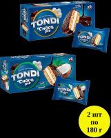 Печенье KDV Tondi choco Pie сэндвич с ванильным вкусом+кокосовый, 2 шт по 180 г