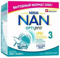 Смесь сухая молочная Nan 3 Optipro для роста иммунитета и развития мозга с 12 мес