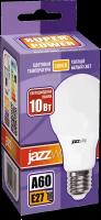 Jazzway Лампа светодиодная (LED) «груша» d60мм E27 180° 10Вт 220-240В матовая тепло-белая желтая 3000К