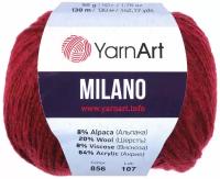 Пряжа Yarnart Milano бордовый (856), 8%альпака/20%шерсть/8%вискоза/64%акрил, 130м, 50г, 1шт