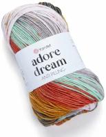 Пряжа Yarnart Adore dream кремовый-серый-мята-терракот-охра-хаки (1069), 100%акрил, 280м, 100г, 1шт