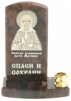 Икона с подсвечником "Св. Матрона Московская" камень обсидиан 123002
