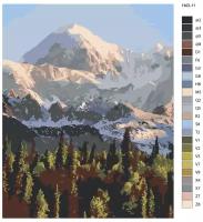 Картина по номерам H43 "Лес и белая гора", 40х50 см