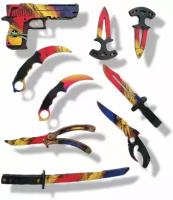 Набор детских ножей с пистолетом CS GO 9 предметов / подарочный набор / керамбит КС ГО