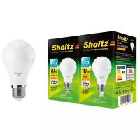 Комплект из 2 светодиодных энергосберегающих ламп Sholtz груша A60 10Вт E27 2700K 220В пластик (Шольц) LOB4120D