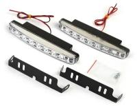 Дневные ходовые огни KS, KS-0815, 8 LED, хром, 158х36х18 мм, набор 2 шт