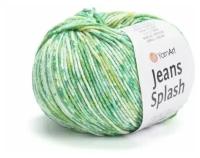 Пряжа для вязания YarnArt Jeans Splash (ЯрнАрт Джинс Сплэш) - 5 мотков 946 ярко-зеленый-желтый-белый, секционная, 55% хлопок, 45% акрил, 160м/50г