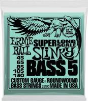 P02850 Super Long Scale Slinky 5 Комплект струн для 5-струнной бас-гитары, 45-130, сталь, Ernie Ball