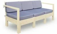 Диван Лаунж трехместный, с подушками, деревянный КМЛ-04 твил