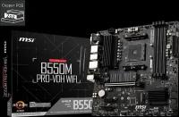 Материнская плата MSI B550M PRO-VDH WIFI Soc-AM4 AMD B550 4xDDR4 mATX AC`97 8ch(7.1) GbLAN RAID+HDMI+DP