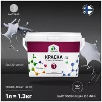 Краска акриловая Malare Professional №3 для стен и потолков матовая светло-серый 1 л 1.3 кг