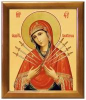 Икона Божией Матери "Семистрельная", в деревянной рамке 20*23,5 см