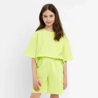 Комплект для девочки (футболка, шорты) MINAKU цвет лимонный, рост 110