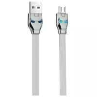 Кабель (Железный человек) с светящимся глазами microUSB 1.2м 2.4A силикон (Серый) для Asus Zenfone 4 Selfie Pro ZD552KL