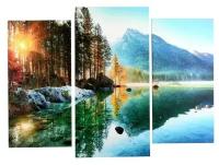 Модульная картина "Горное озеро" (2-25х50, 30х60 см) 60х80 см