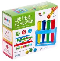 Развивающий набор-сортер «Цветные колбочки», цветные бомбошки, пинцет