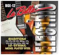 BGE-12 Комплект струн для 12-струнной электрогитары баритон, никелированные, 15-40, La Bella