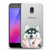 Полупрозрачный дизайнерский силиконовый чехол для Мейзу М6 / Meizu M6 Хаски