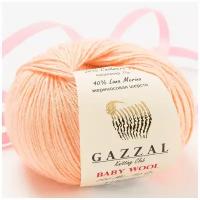 Пряжа Gazzal Baby Wool светлый персик (834), 40%шерсть мериноса/20%кашемирПА/40%акрил, 175м, 50г, 1шт