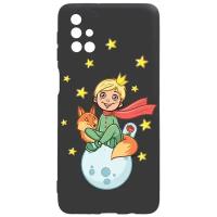 Силиконовый чехол-накладка Silky Touch 3D для Galaxy M31S с принтом "Little Prince" черный