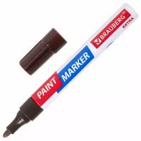 Маркер-краска лаковый EXTRA (paint marker) 4 мм, коричневый, усиленная нитро-основа, BRAUBERG, 151987