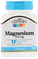 Таблетки 21st Century Magnesium, 150 г, 250 мл, 250 мг, 110 шт