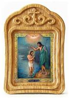 Крещение Господне, икона в резной деревянной рамке
