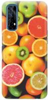 Ультратонкий силиконовый чехол-накладка для realme 7 с принтом "Сочные фрукты"