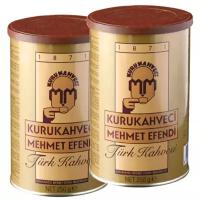 Турецкий кофе Kurukahveci Mehmet Efendi молотый в жестяной банке 500 гр. (2 шт. х 250 гр)