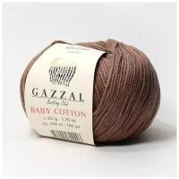 Пряжа Gazzal Baby Cotton (Газзал Беби Коттон) - 1 моток Кофейный (3455) 60% хлопок, 40% акрил 165м/50г