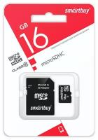 Карта памяти SmartBuy 16GB microSD class 10 + SD адаптер