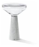 Кофейный столик в стиле Blow Side Table by Draenert высокий (прозрачное стекло + белый мрамор)
