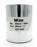 Риббон для этикеток WAX 80 мм x 300 м, OUT, втулка 1 дюйм (25,4 мм), цвет черный