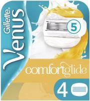 Venus ComfortGlide Coconut Сменные лезвия cо встроенными полосками с гелем для бритья, 4 шт., с 4 сменными лезвиями в комплекте